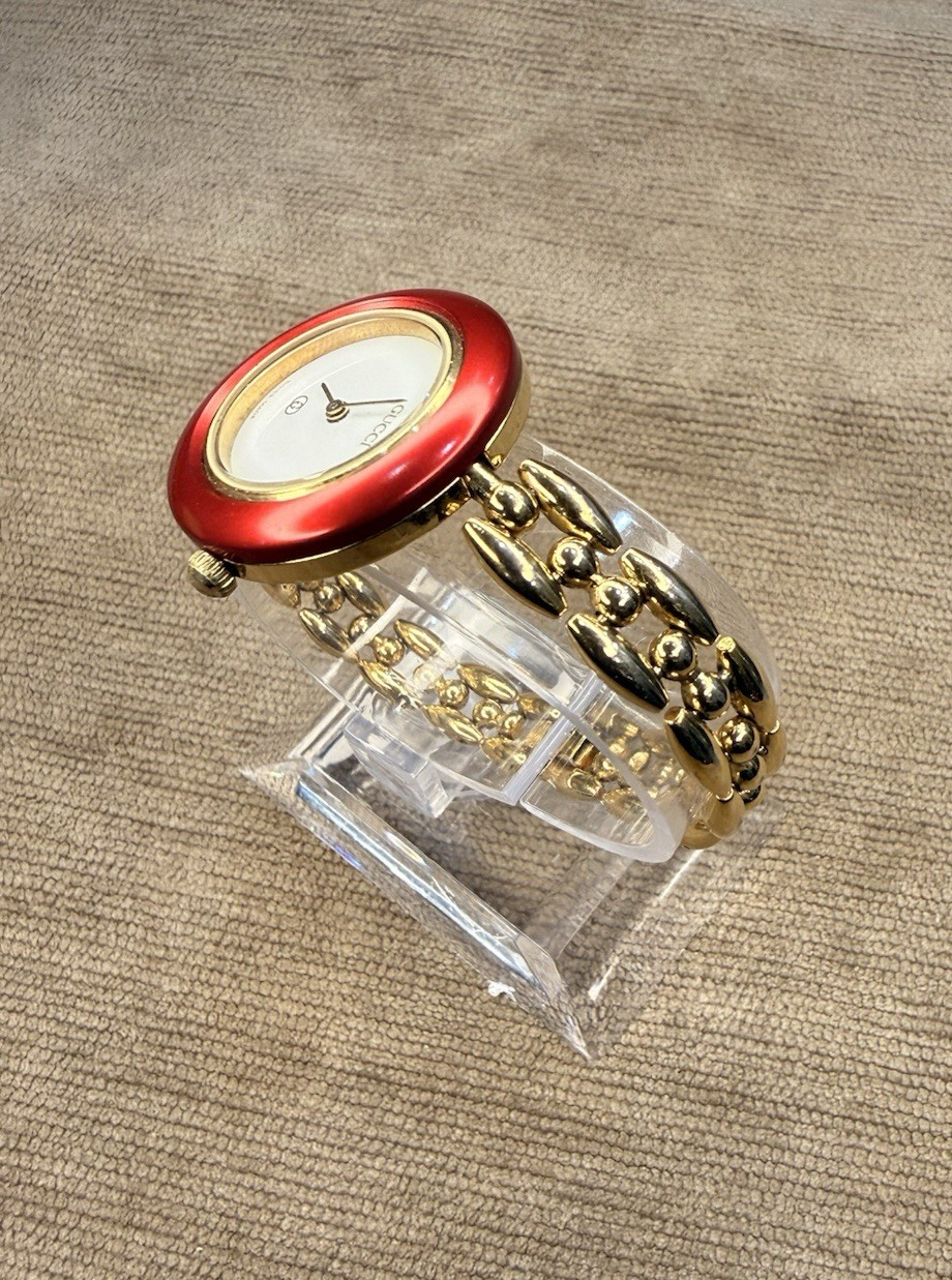 Gucci 1100L Gold bracelet Watch – Swiss Made, serviced, 3 Interchangeable Bezels