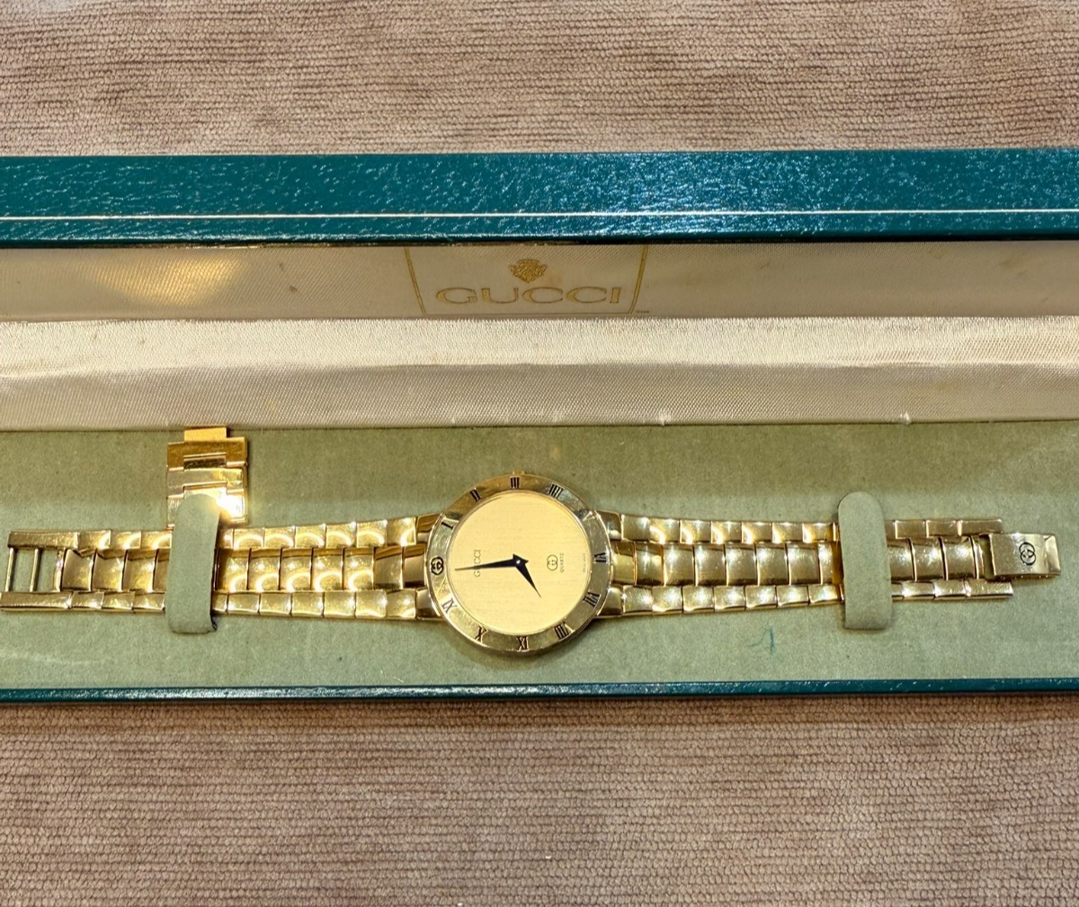 Gucci 3300M Vintage Gold Plated Quartz Watch – Gold Dial – Mint