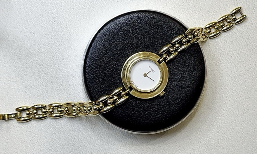 Gucci 1100L Vintage Womens Bezel Watch 3 Genuine Gucci Bezels Serviced Warranty