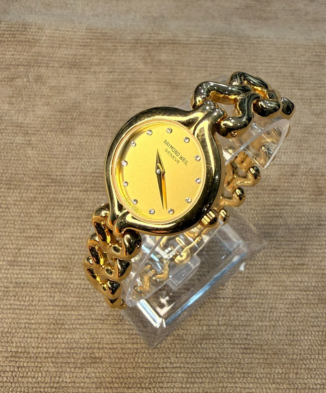 Raymond Weil Geneve 5878 Ladies Gold Plated Quartz Watch Diamond Dial