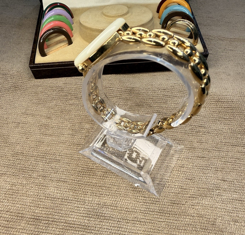 Vtg Gucci 1100L Bracelet Watch Set - SERVICED -New Crystal- 11 Bezels