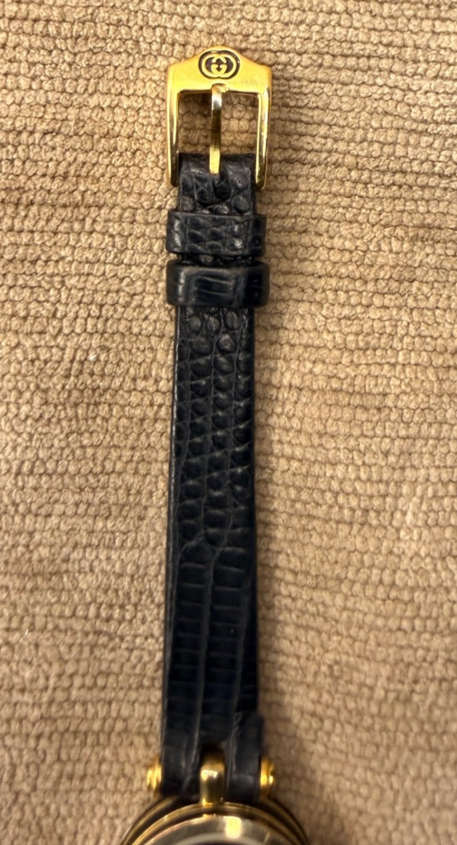 Gucci 2000L Vintage Gold Plated Quartz Watch – Black Dial –New Crystal & Battery