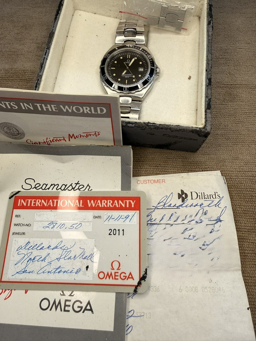 Omega Seamaster Professional 200M Pre-Bond 2810.50 Quartz Box Papers 1991