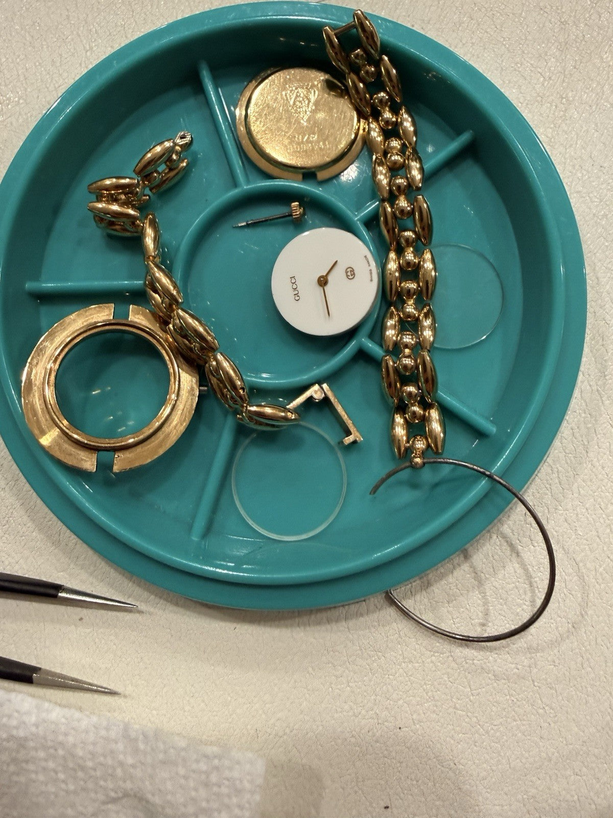 Vtg Gucci 1100L Bracelet Watch Set - SERVICED -New Crystal- 11 Bezels