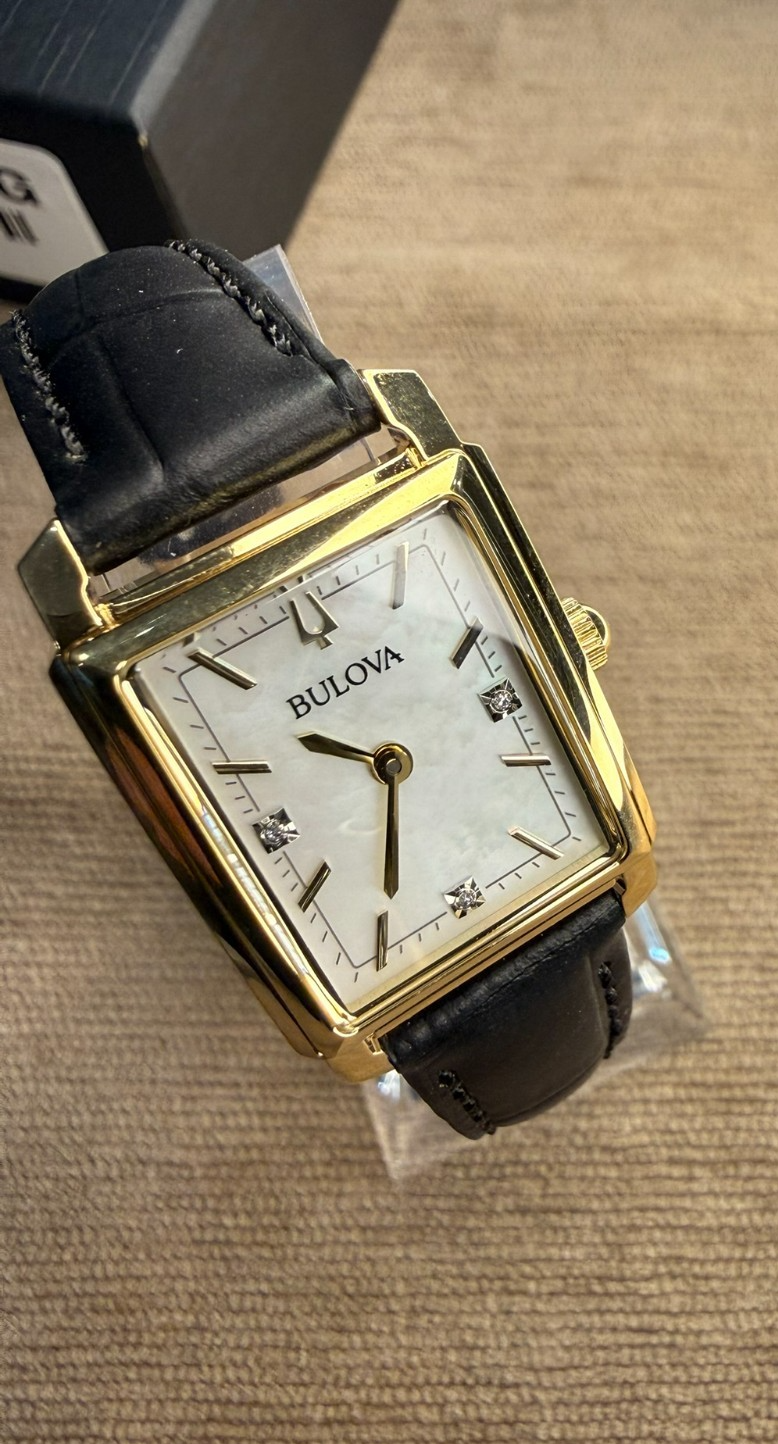 Bulova Sutton 97P166 Women’s Gold Tone Mother of Pearl Diamond Watch NIB