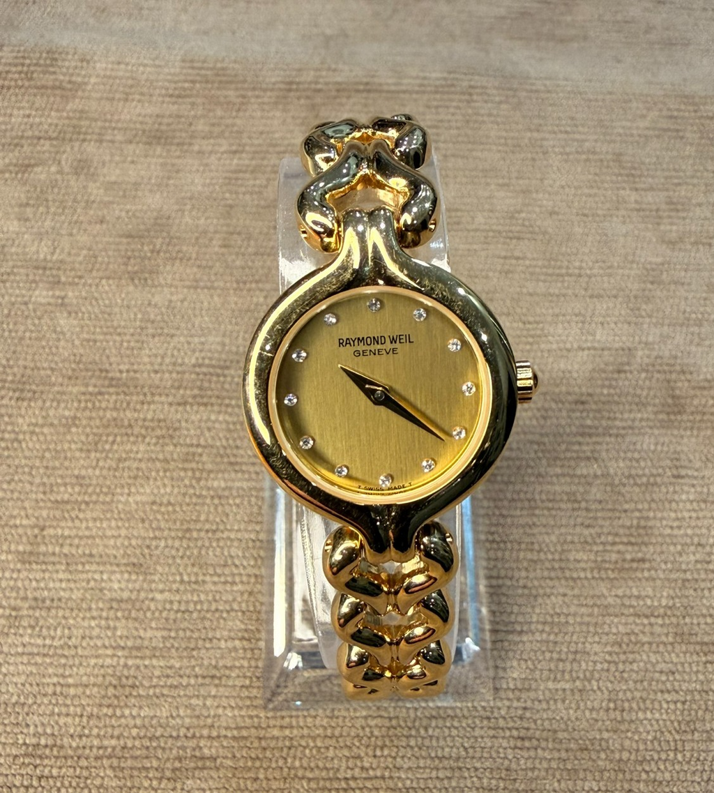 Raymond Weil Geneve 5878 Ladies Gold Plated Quartz Watch Diamond Dial