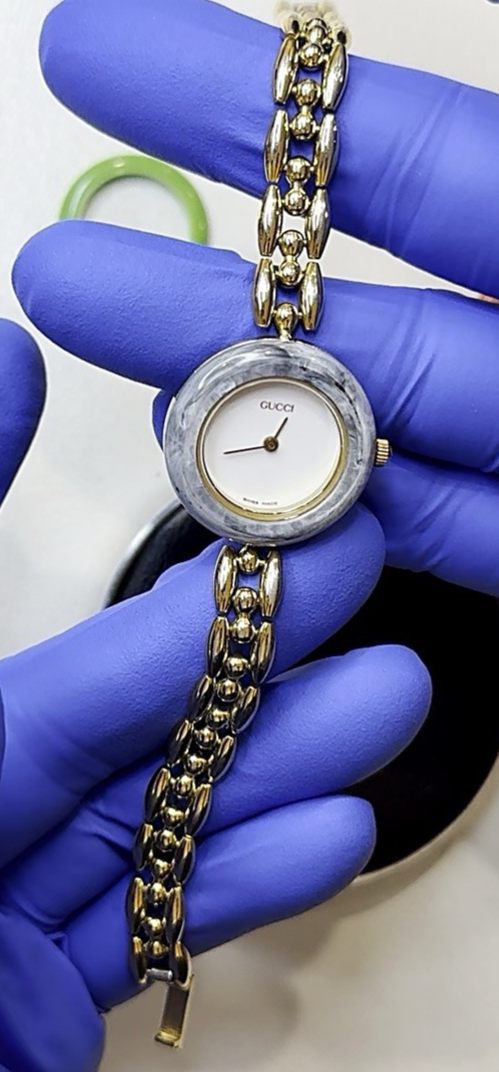 Gucci 1100L Vintage Womens Bezel Watch 3 Genuine Gucci Bezels Serviced Warranty