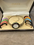 Vtg Gucci 1100L Bracelet Watch Set - SERVICED -New Crystal- 11 Bezels