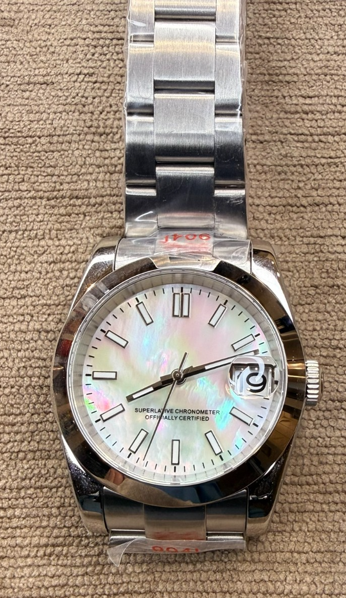 Women’s 36mm Mother of Pearl Dial Automatic Watch NH35 Custom Oyster Bracelet